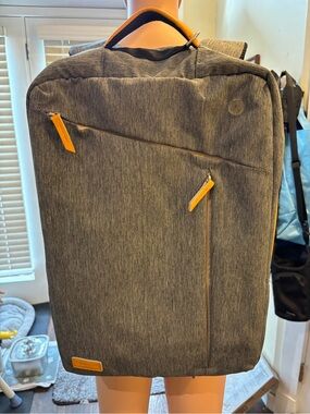 Women's Grey Laptop Backpack/Bag with Yellow Accents